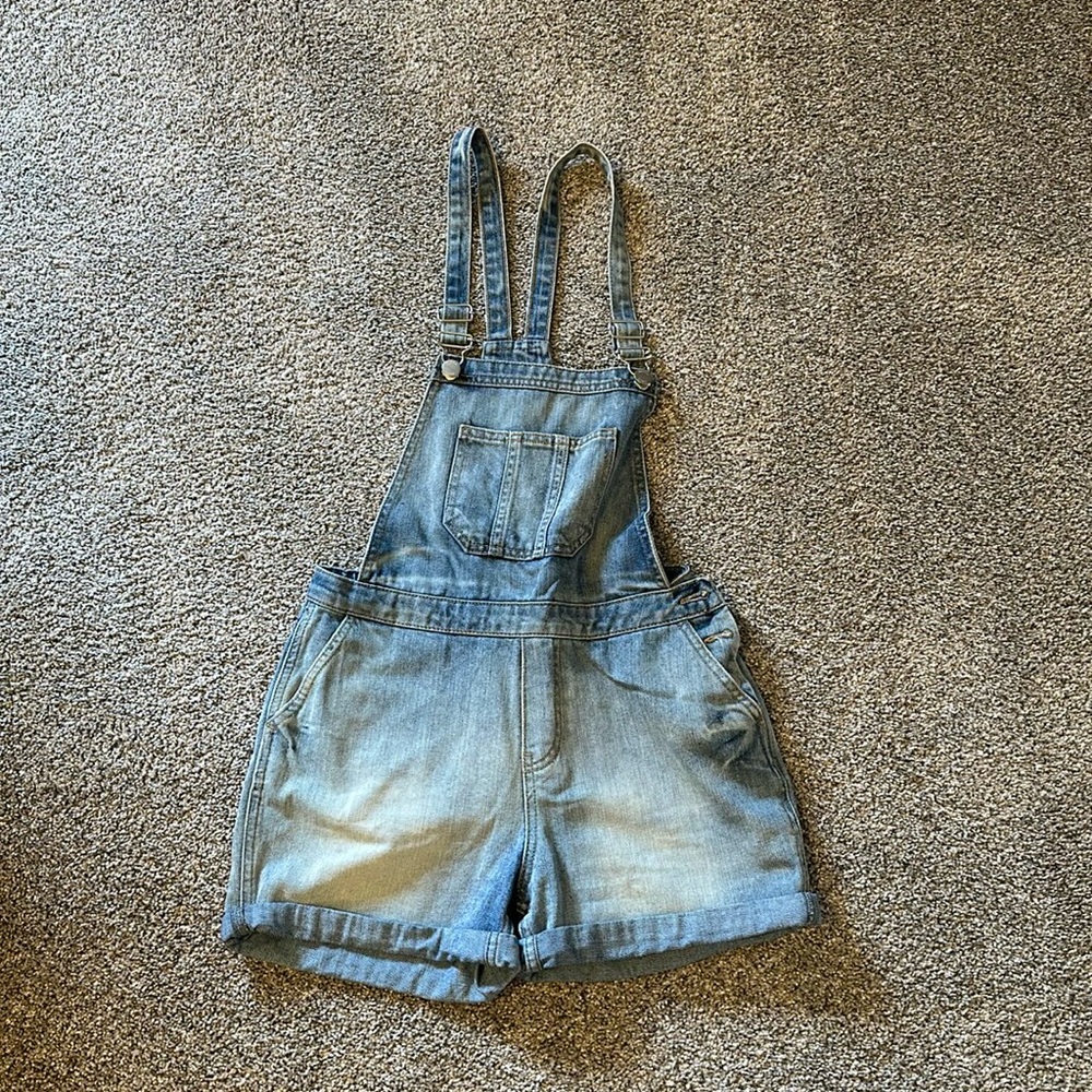 Topshop Denim Short Overalls